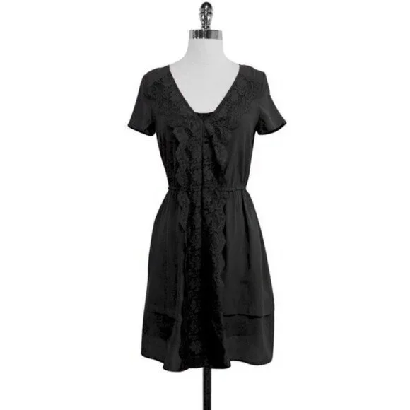 Marc Jacobs Black Silk Slip Mini Dress Lace Trim - Picture 3 of 8